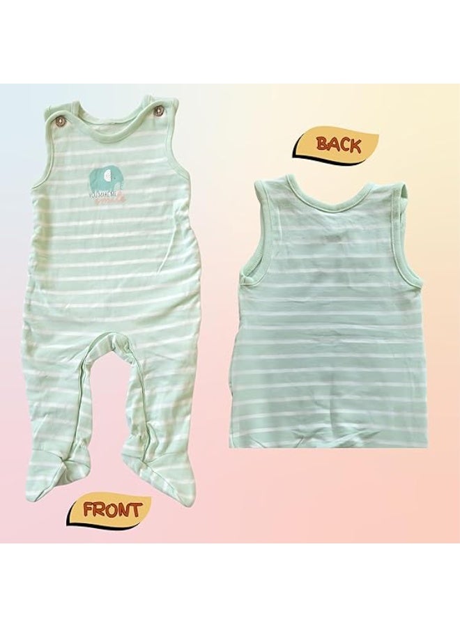 MINIIMODZ MINII MODZ Green Elephant Print Jumpsuit Design Sleeveless Romper for Baby Boys & Girls | One-Piece Romper | | Baby Girls' One-Piece Rompers, Footies & Jumpsuits - Image 2